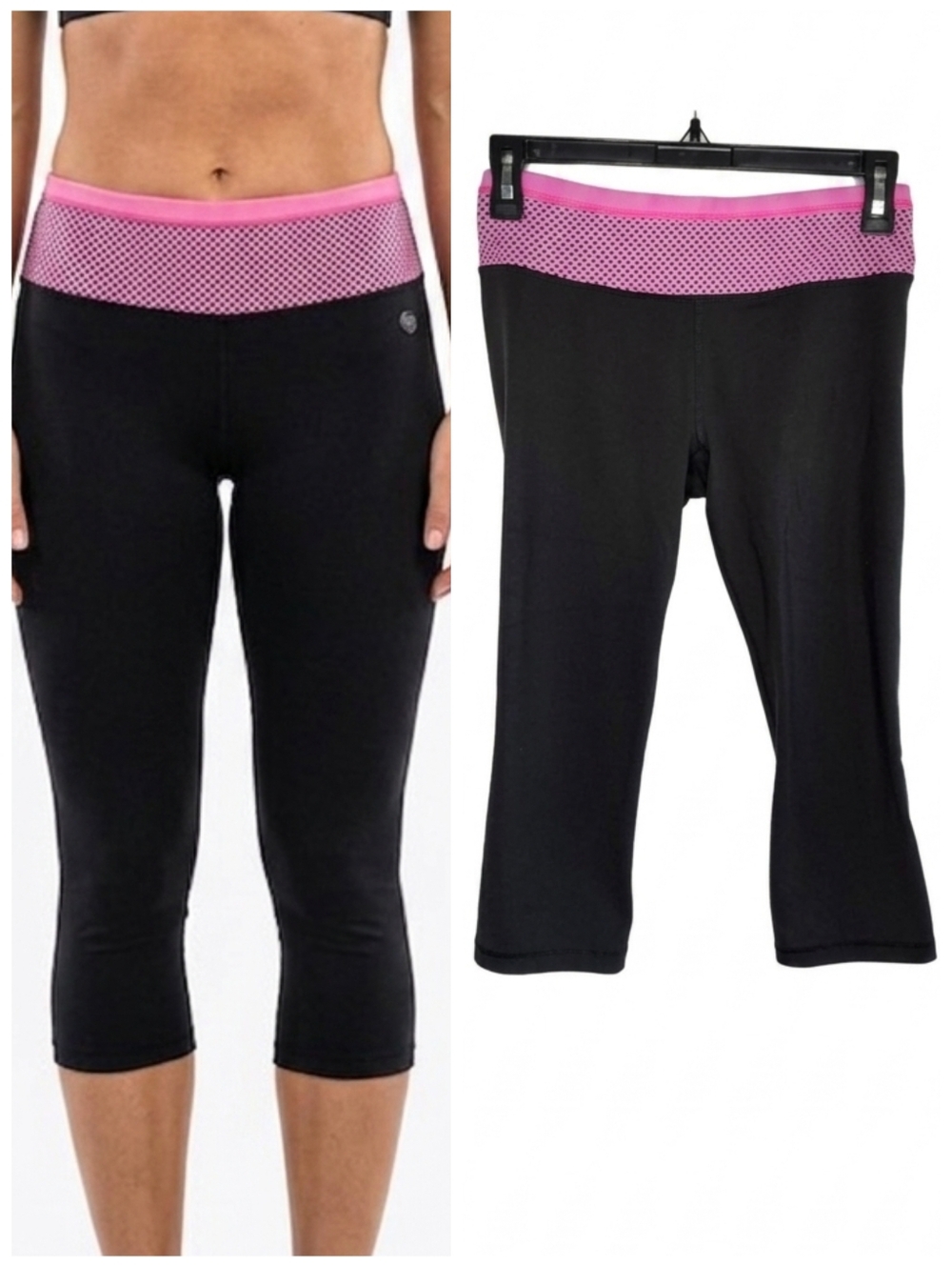 Victoria's Secret VSX Sport black & pink capri athletic leggings Women's Size XS